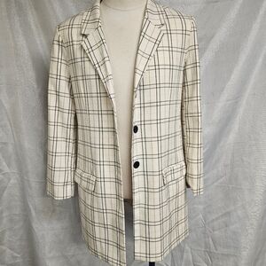 BB Dakota Steve Madden Women's Large Lined Brown Tan Plaid Blazer Jacket NWT